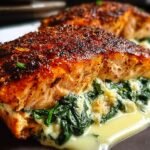 Blackened Salmon Stuffed Spinach