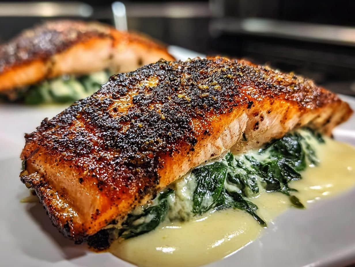 Blackened Salmon Stuffed Spinach: 4 Flavorful Bites - Blackened Salmon Stuffed Spinach - additional detail