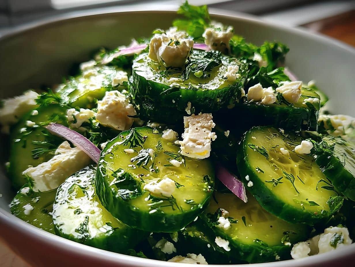 Refreshing Cucumber Feta Salad: 2 Easy Steps - Cucumber Feta Salad - additional detail