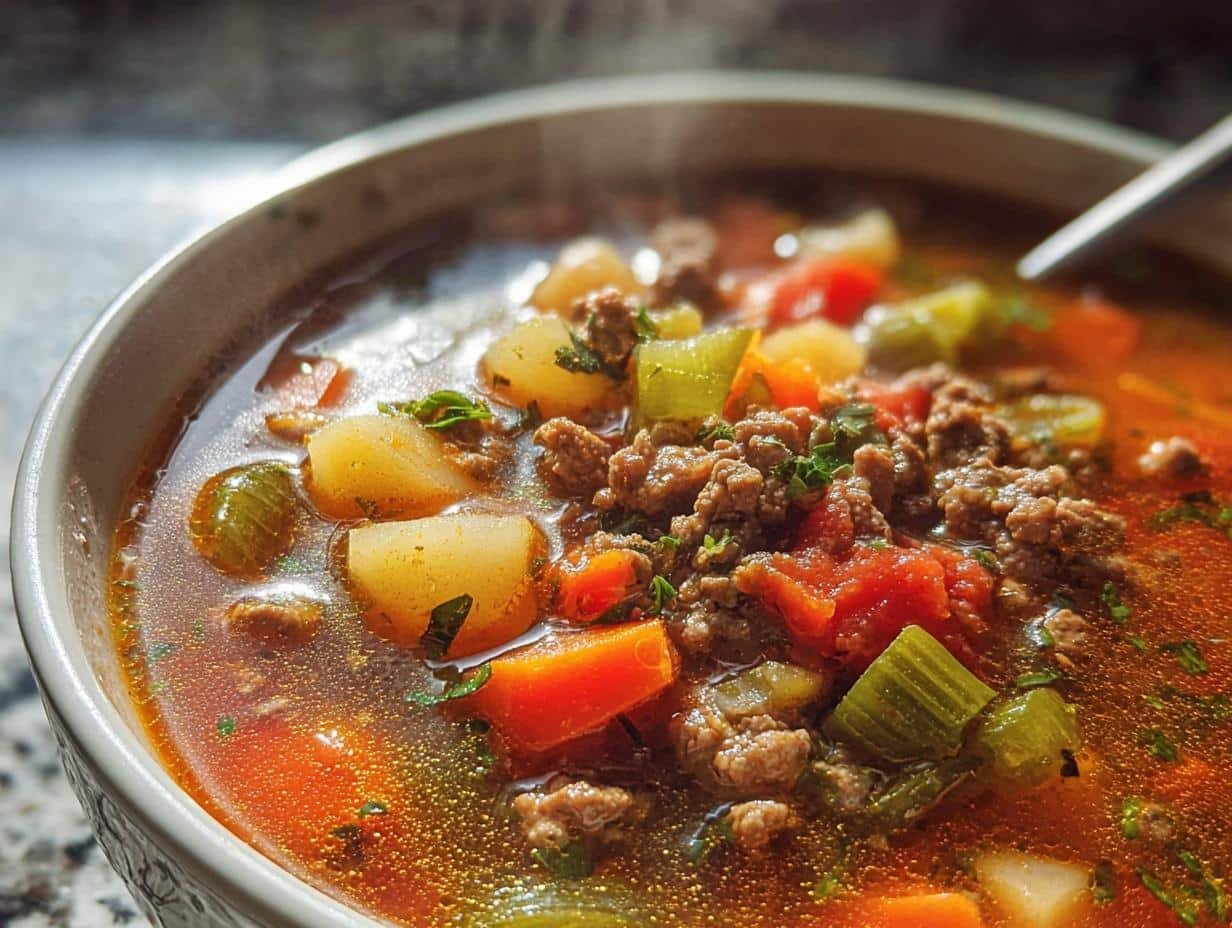 Hamburger Beef Soup: 5 Amazing Comfort Bowls - Hamburger Beef Soup - additional detail