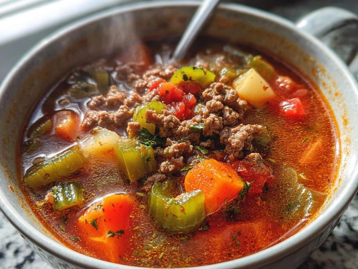 Hamburger Beef Soup: 5 Amazing Comfort Bowls - Hamburger Beef Soup - additional detail