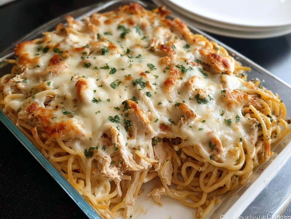 Delicious Chicken Spaghetti Casserole in 1 Hour - Chicken Spaghetti Casserole - main visual representation
