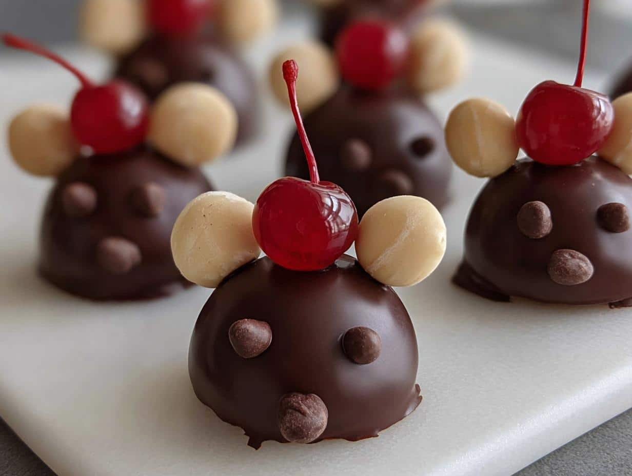 Chocolate Cherry Mice: Easy 1 Bowl Joy - Chocolate Cherry Mice - additional detail