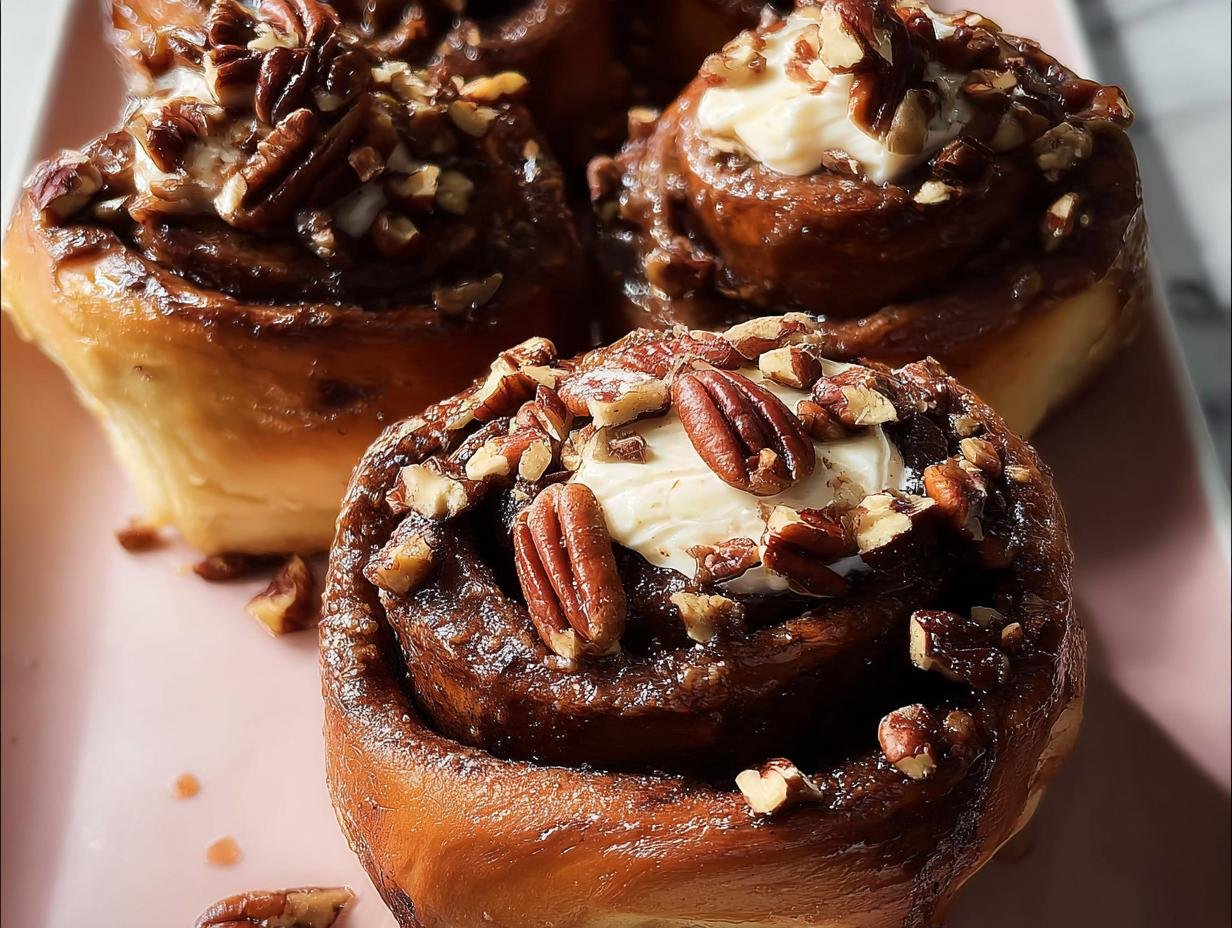Decadent Chocolate Pecan Cinnamon Rolls: 1 Amazing Recipe - Chocolate Pecan Cinnamon Rolls - additional detail