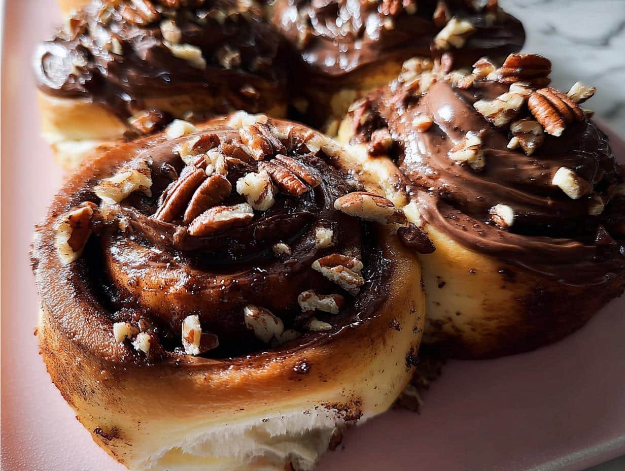 Decadent Chocolate Pecan Cinnamon Rolls: 1 Amazing Recipe - Chocolate Pecan Cinnamon Rolls - additional detail
