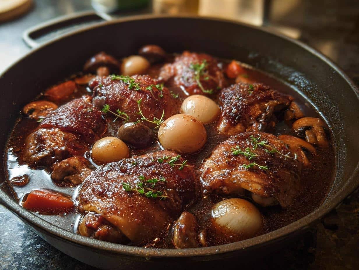 Coq Vin: 2 Cups Wine, 1 Amazing Meal - Coq Vin - additional detail