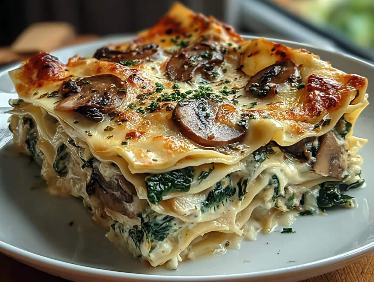 Creamy Spinach Mushroom Lasagna: 1 Delicious Recipe - Creamy Spinach Mushroom Lasagna - additional detail