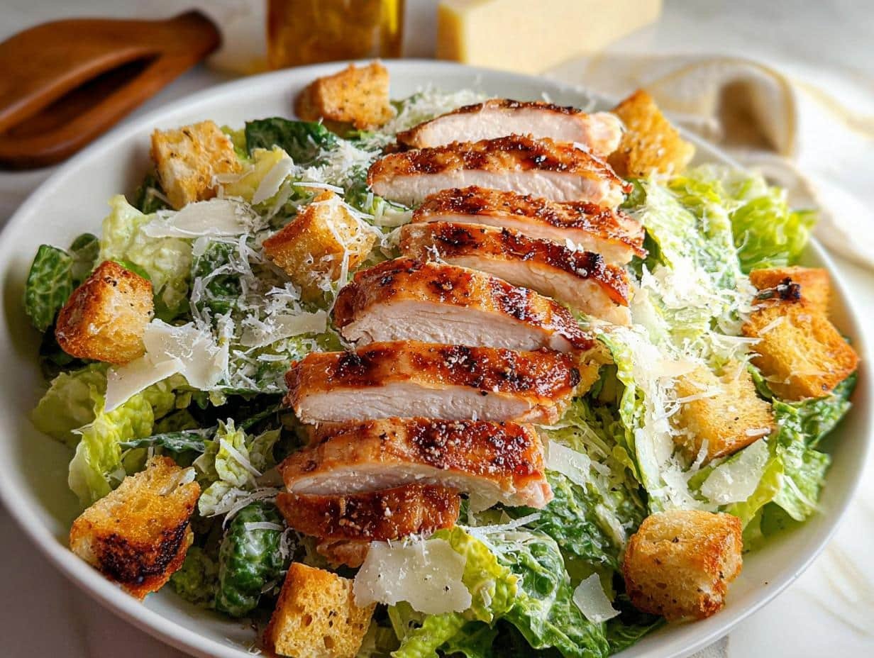 Grilled Chicken Caesar Salad: Divine 2-Ingredient Dressing - Grilled Chicken Caesar Salad - additional detail