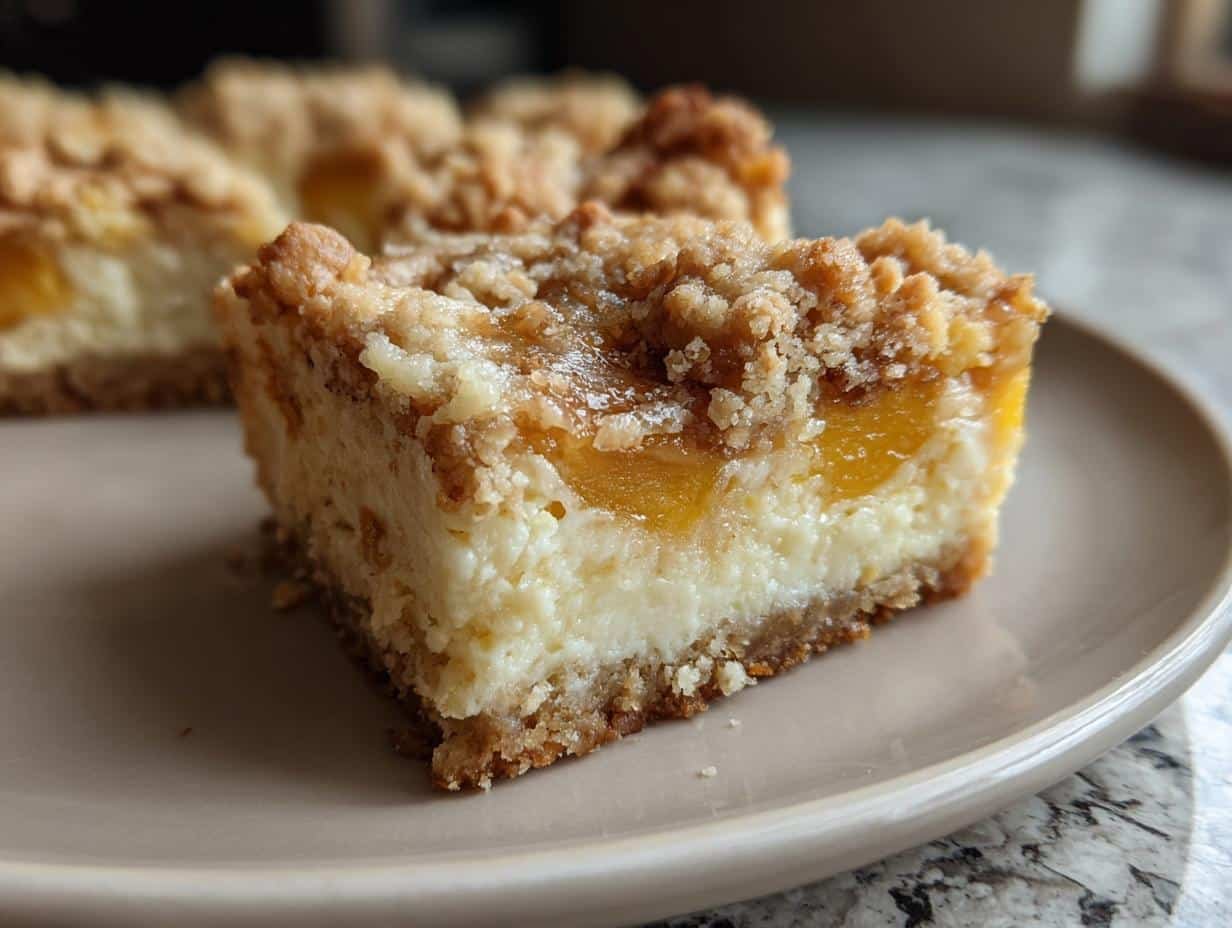 Peach Cobbler Cheesecake Bars: Pure Summer Bliss - Peach Cobbler Cheesecake Bars - additional detail