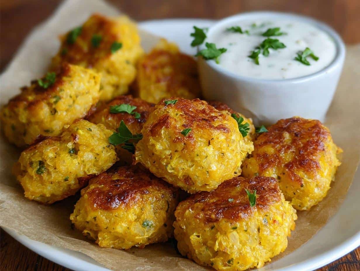 Yellow Squash Tots Garlicky