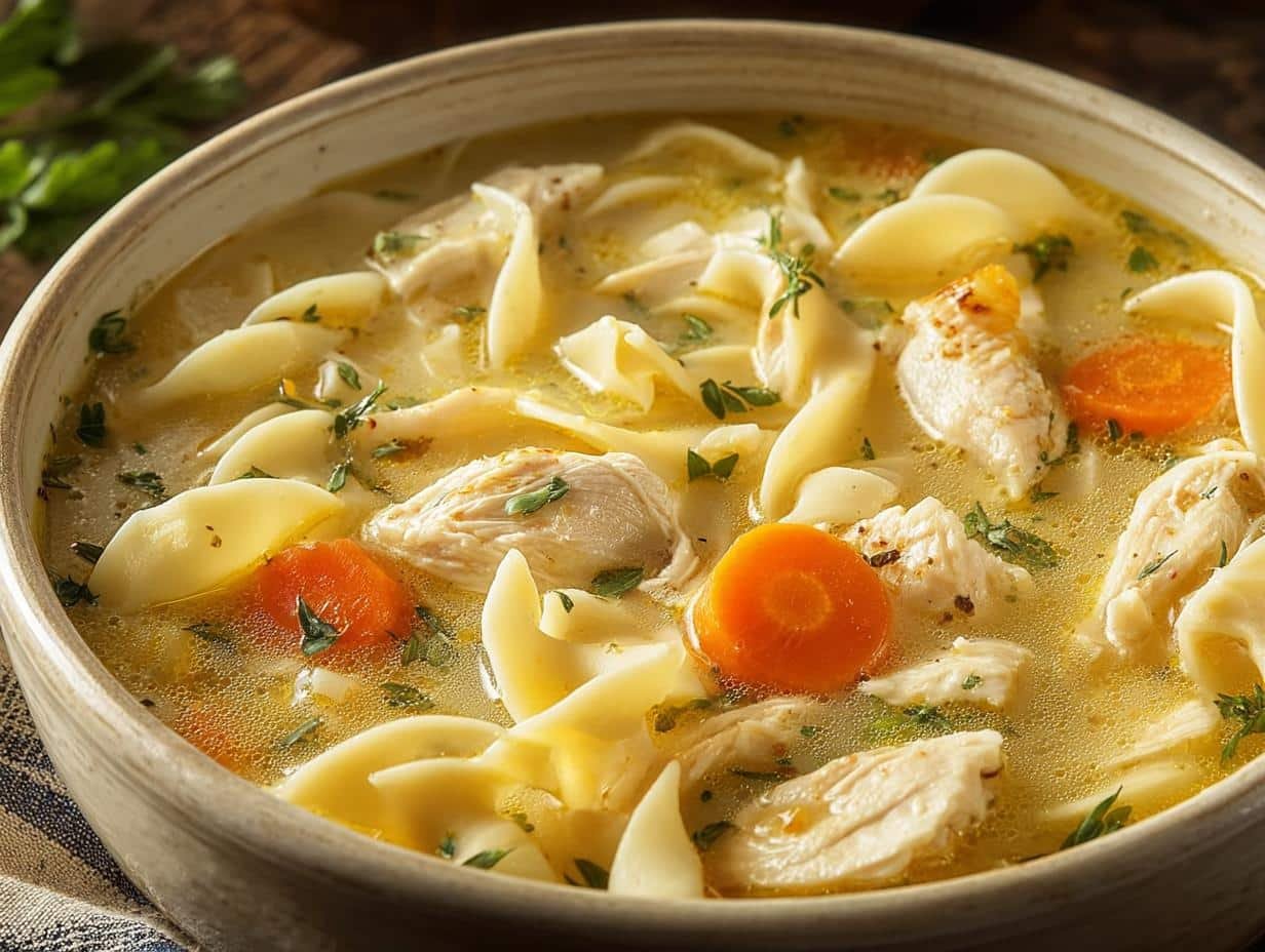 Creamy Chicken Noodle Soup: 1 Bowl Bliss - Creamy Chicken Noodle Soup - additional detail