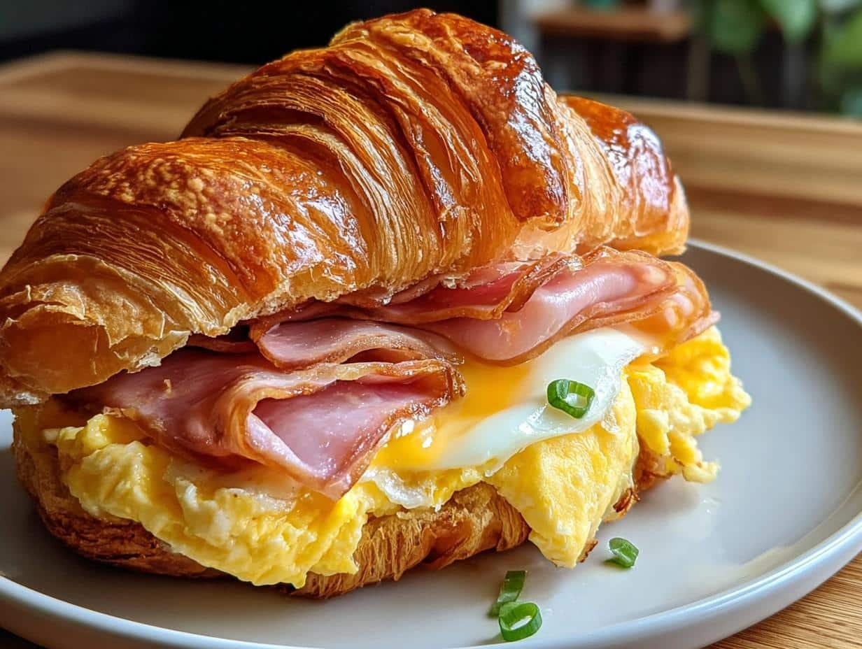 Amazing Ham Cheese Breakfast Croissant Recipe - Ham Cheese Breakfast Croissant - additional detail