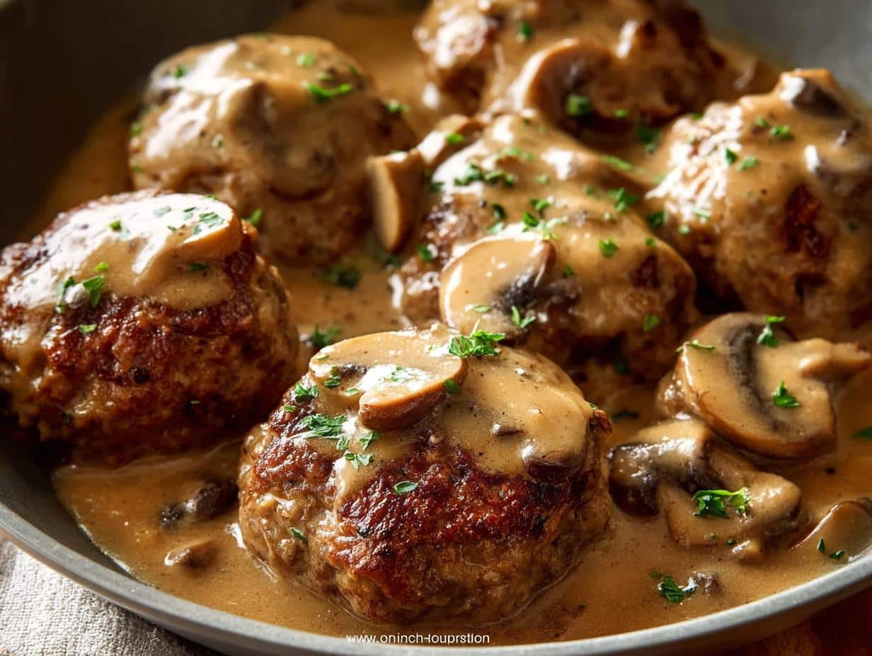 Mushroom Gravy Rissoles: Ultimate Comfort Food - Mushroom Gravy Smothered Rissoles - additional detail