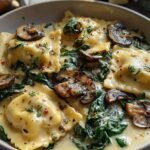 Spinach Mushroom Alfredo Ravioli