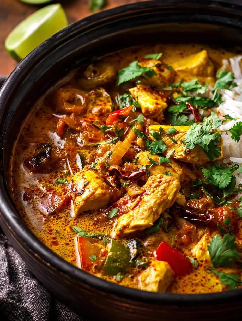 Crockpot Coconut Chicken Curry: 7 Steps to Blissful Flavor - Close-up of Crockpot Coconut Chicken Curry simmering in a slow cooker, showing the rich texture and aromatic spices.