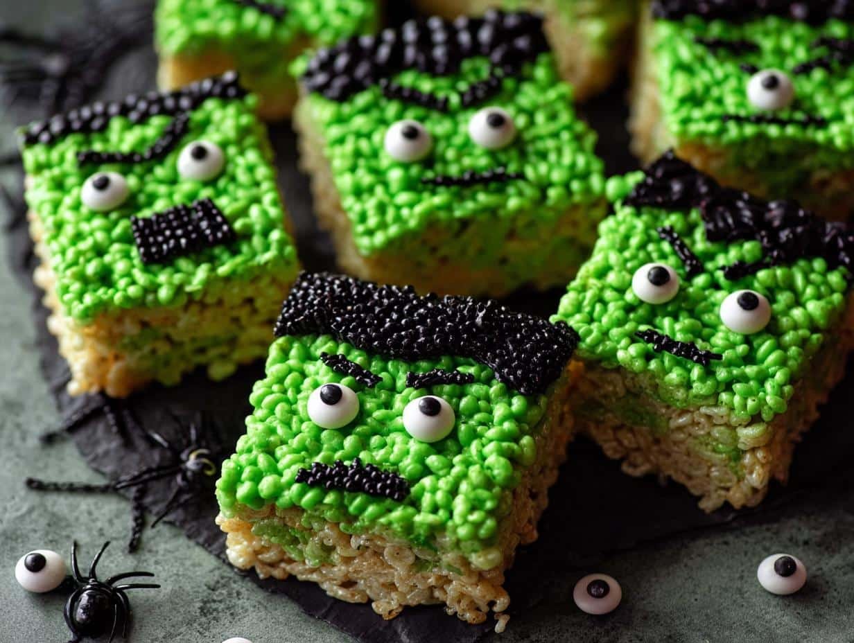 Frankenstein Halloween Rice Krispie: Easy Monster Treats - Frankenstein Halloween Rice Krispie - additional detail