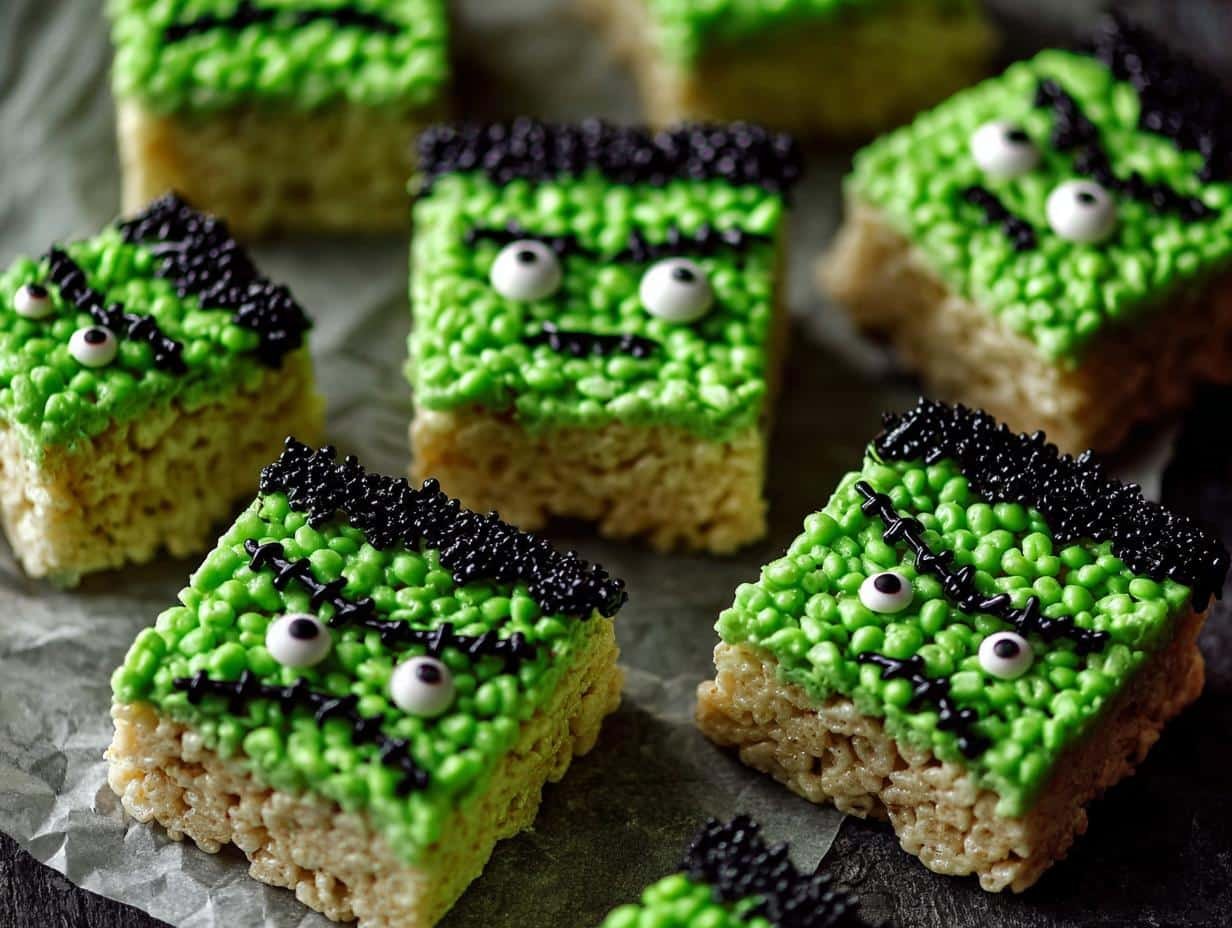 Frankenstein Halloween Rice Krispie: Easy Monster Treats - Frankenstein Halloween Rice Krispie - additional detail