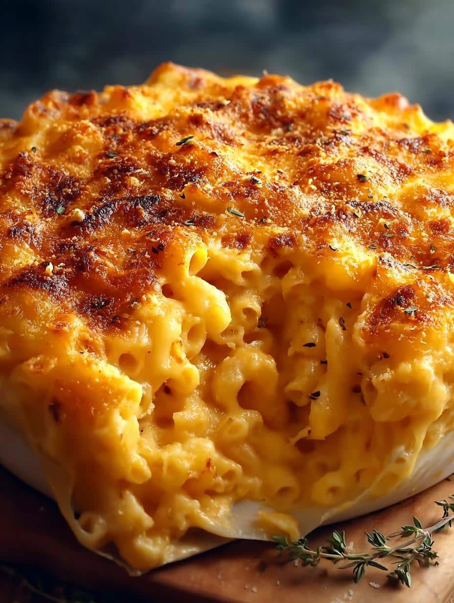 Creamy Mac Cheese with Butternut squash in a baking dish, ready to be served