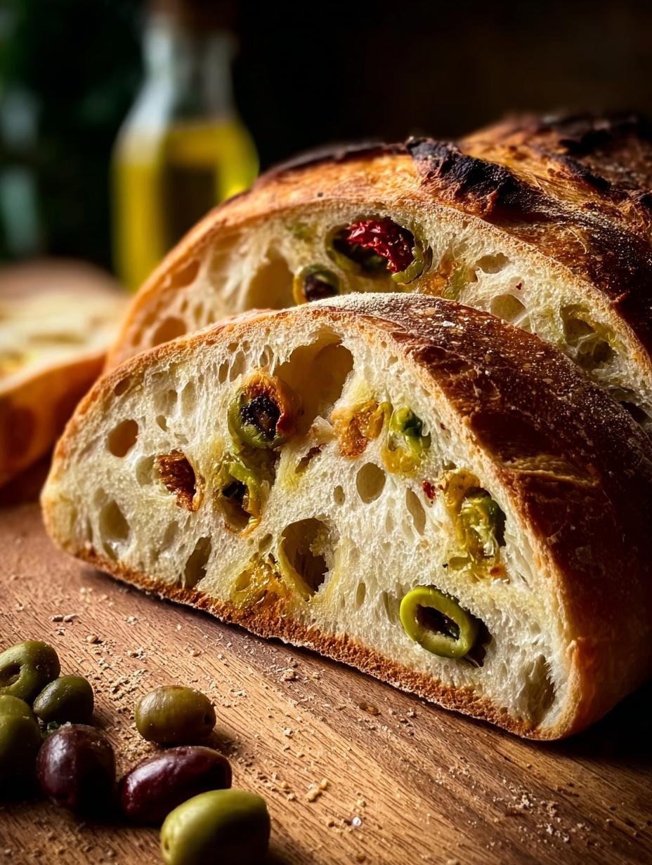 Olive Bread: 5 Secrets to the Perfect Artisan Loaf - close-up of a slice of olive bread with visible olives