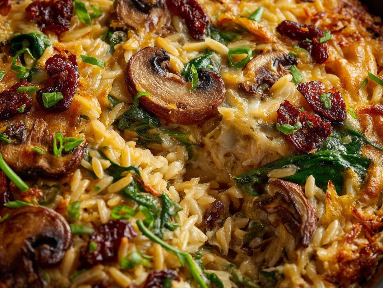 Spinach Mushroom Orzo with