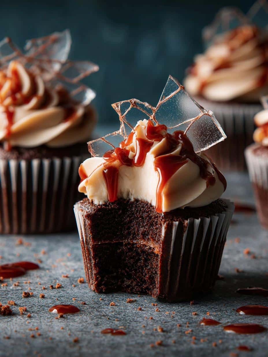 Spooky Broken Glass Cupcakes: 12 Hauntingly Delicious Treats - additional detail of decorated broken glass cupcakes