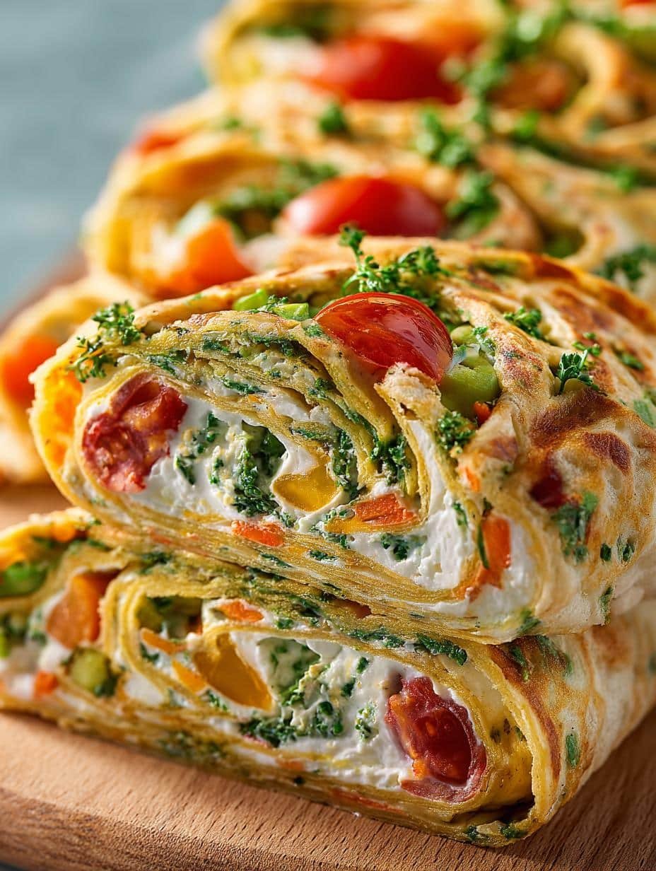 Delicious Vegetable Cream Cheese Tortilla Roll Ups arranged on a platter, ready to serve
