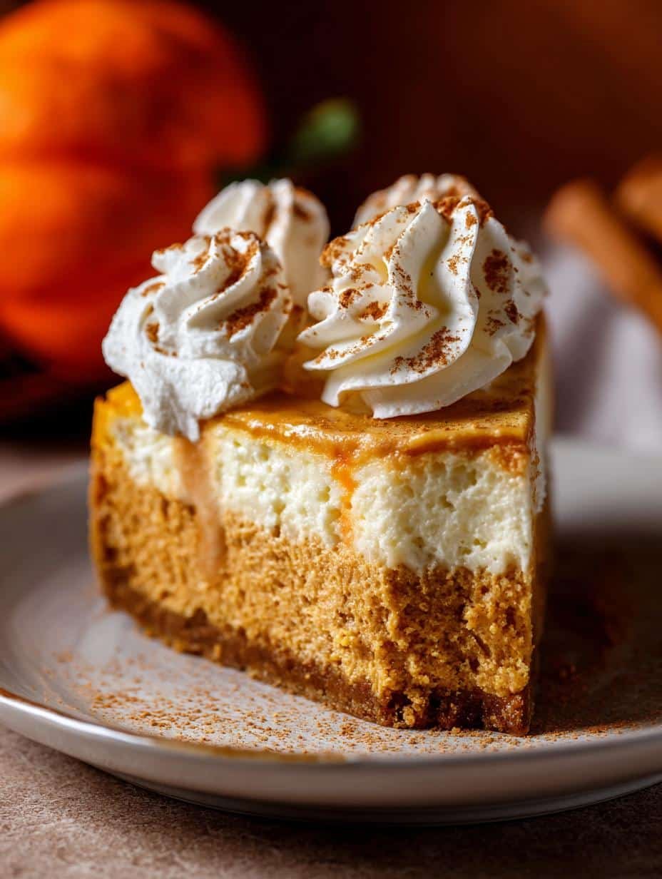 Delicious Pumpkin Cheesecake Cake with creamy layers, perfect for fall gatherings