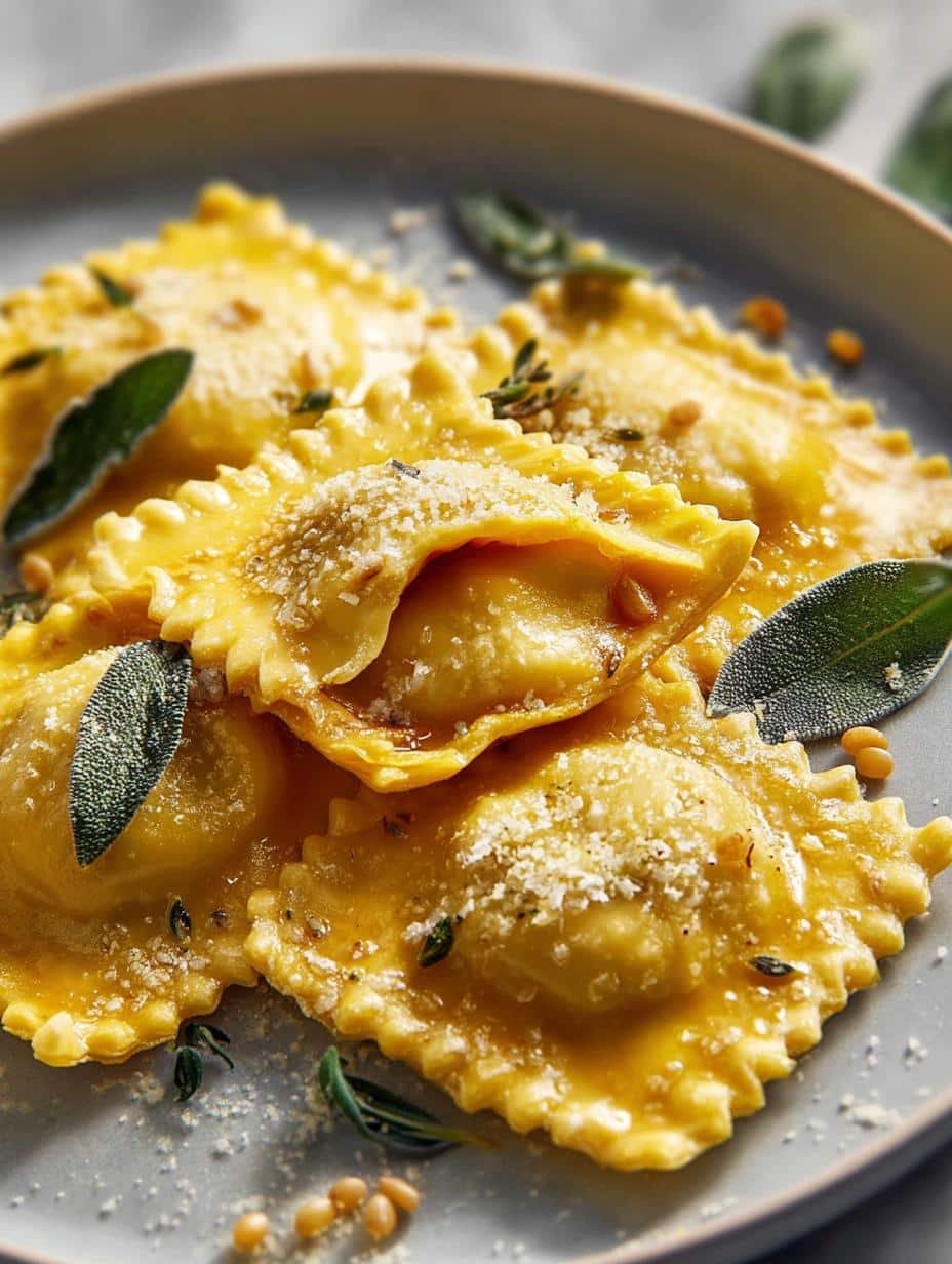 Butternut Squash Ravioli with Brown Butter Sage Sauce - main visual representation