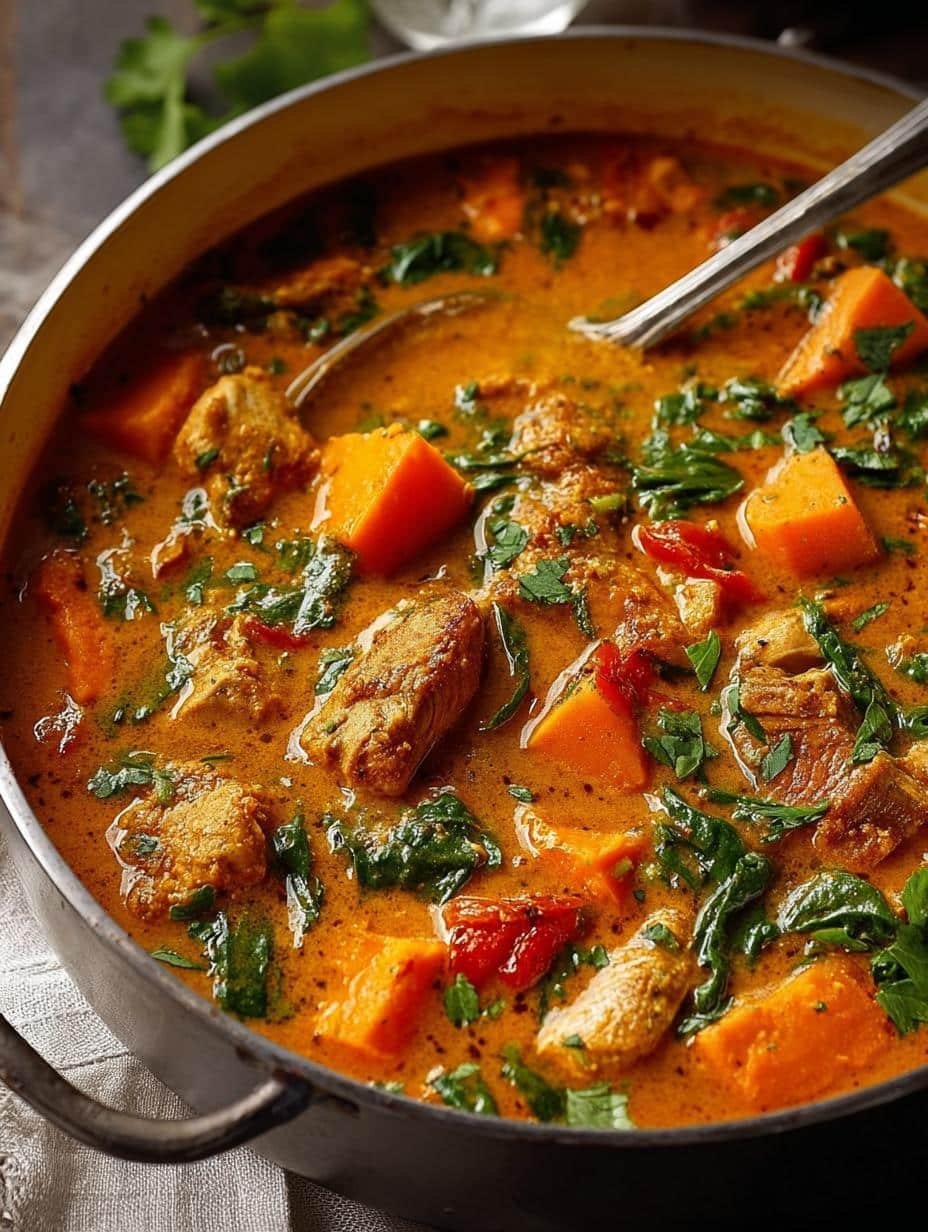 Delicious Chicken Sweet Potato Curry in a bowl with fresh cilantro, ready to be served