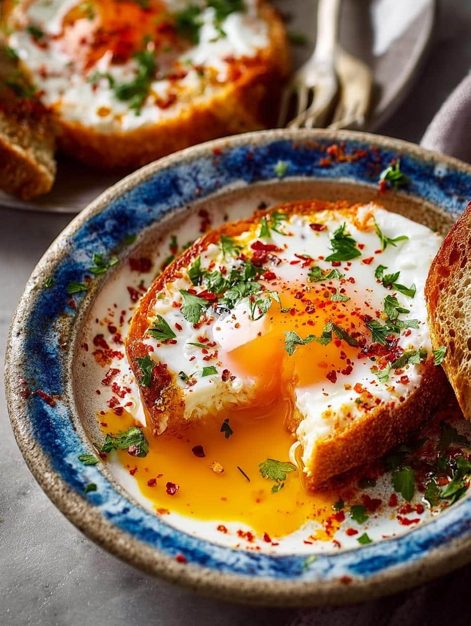 Clbr Turkish Eggs with Spiced Yogurt and Butter Sauce - main visual representation of Clbr Turkish Eggs with