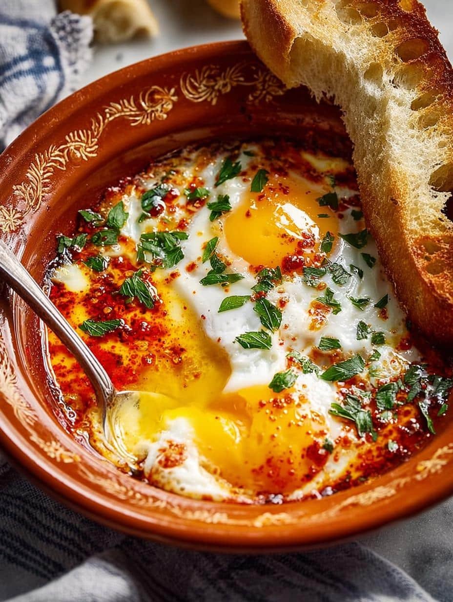 Clbr Turkish Eggs with Spiced Yogurt and Butter Sauce - additional detail of Clbr Turkish Eggs with