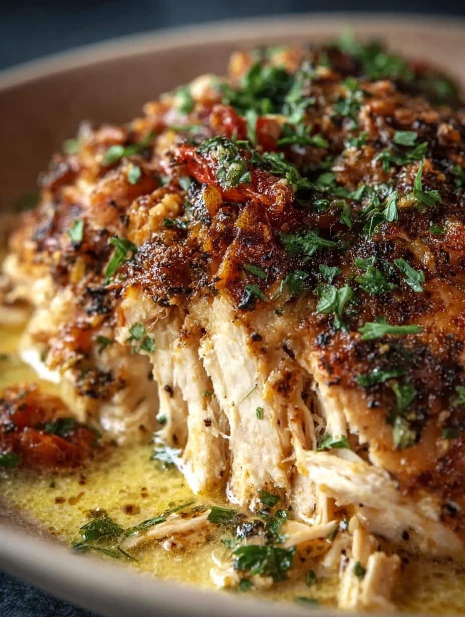Delicious Crockpot Keto Chicken with creamy sauce and fresh spinach, ready to serve