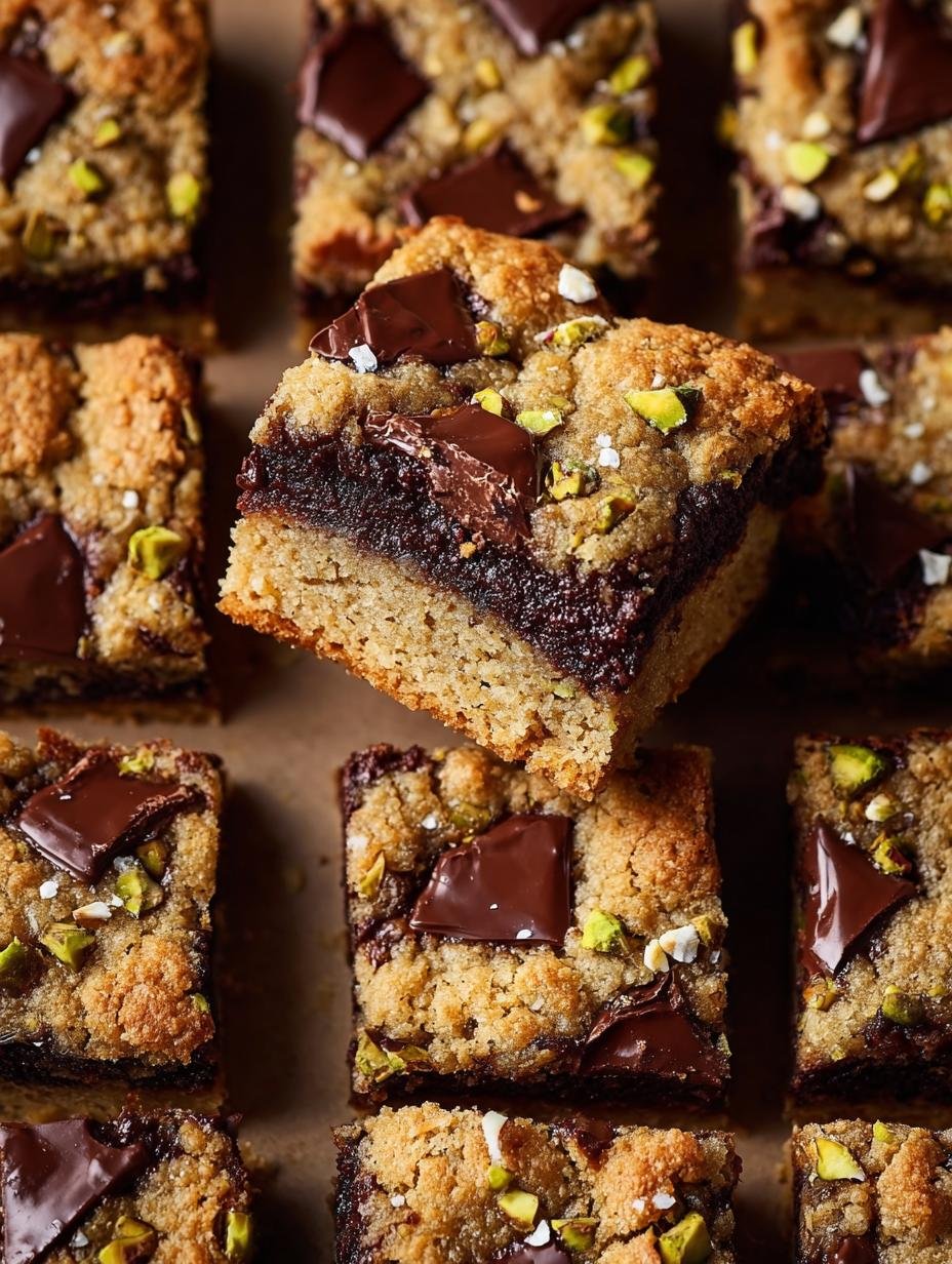 Dark Chocolate Chunk Pistachio Blondies You Will Adore - Dark Chocolate Chunk Pistachio - main visual representation