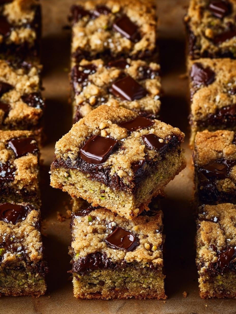 Dark Chocolate Chunk Pistachio Blondies You Will Adore - Dark Chocolate Chunk Pistachio - additional detail
