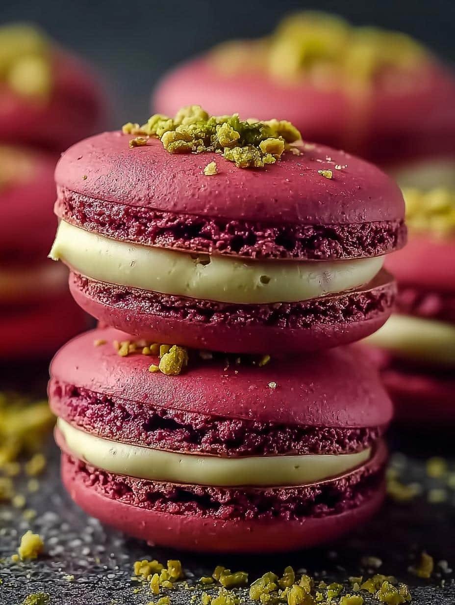 Luxurious Raspberry Pistachio Macarons: 7 Steps to Indulge - A close-up of perfectly piped macaron shells on parchment paper, ready for baking.
