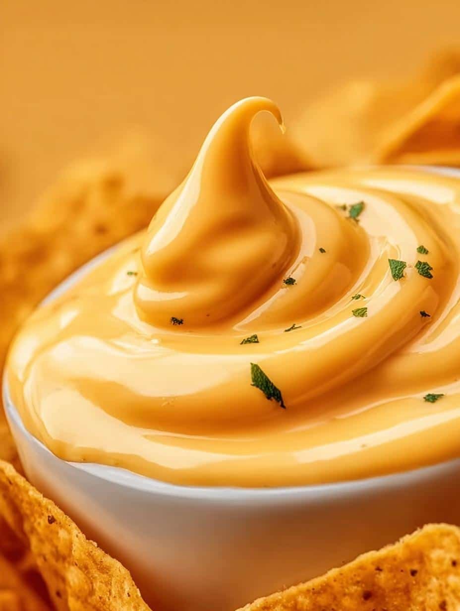 Creamy Taco Bell Nacho Cheese sauce in a bowl with tortilla chips, ready to enjoy