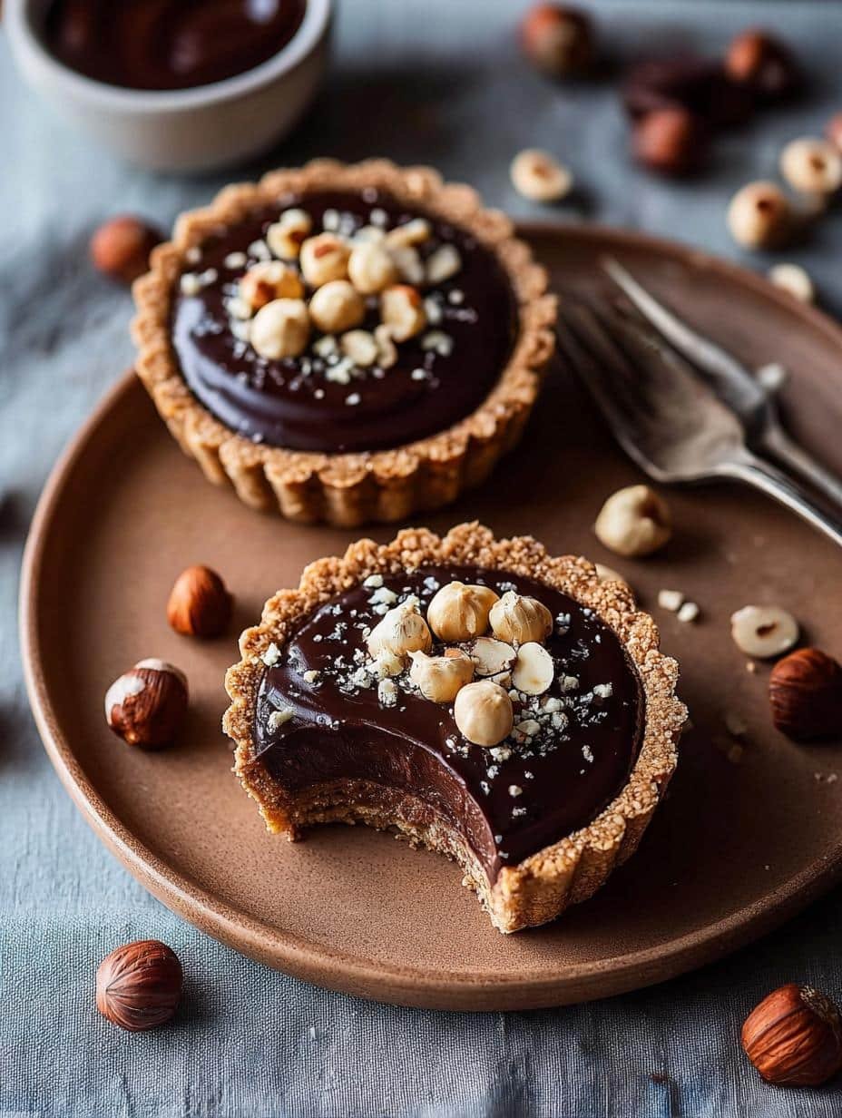 Vegan Chocolate Hazelnut Tartlets