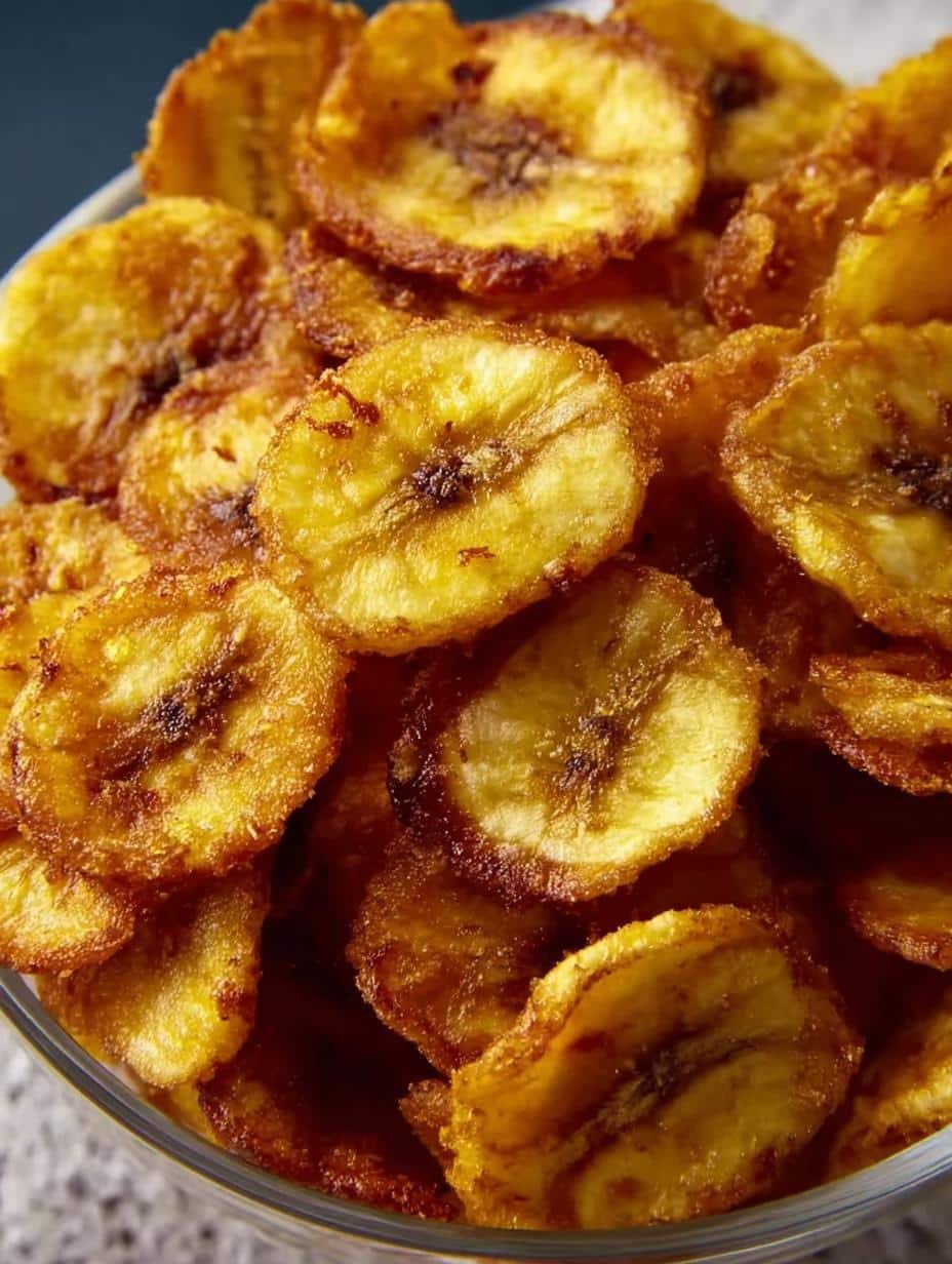 Close-up of thinly sliced bananas being placed into an air fryer basket for making Air Fryer Banana Chips