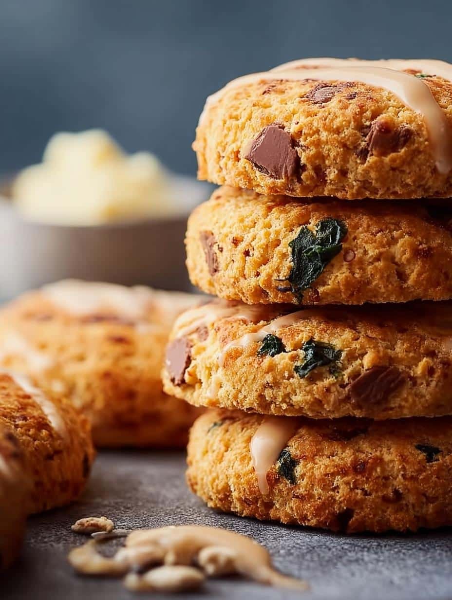 Delicious golden-brown Breakfast Protein Biscuits on a cooling rack, ready to be served