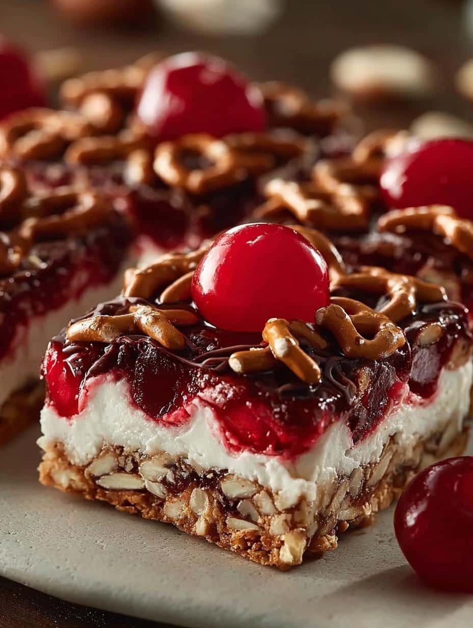 Cherry Pretzel Squares: 5 Layers of Delightful Flavor - Cherry Pretzel Squares - additional detail