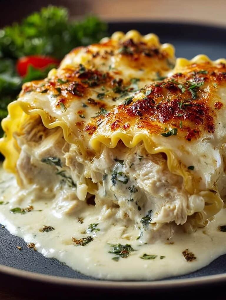 Chicken Alfredo Lasagna Rolls