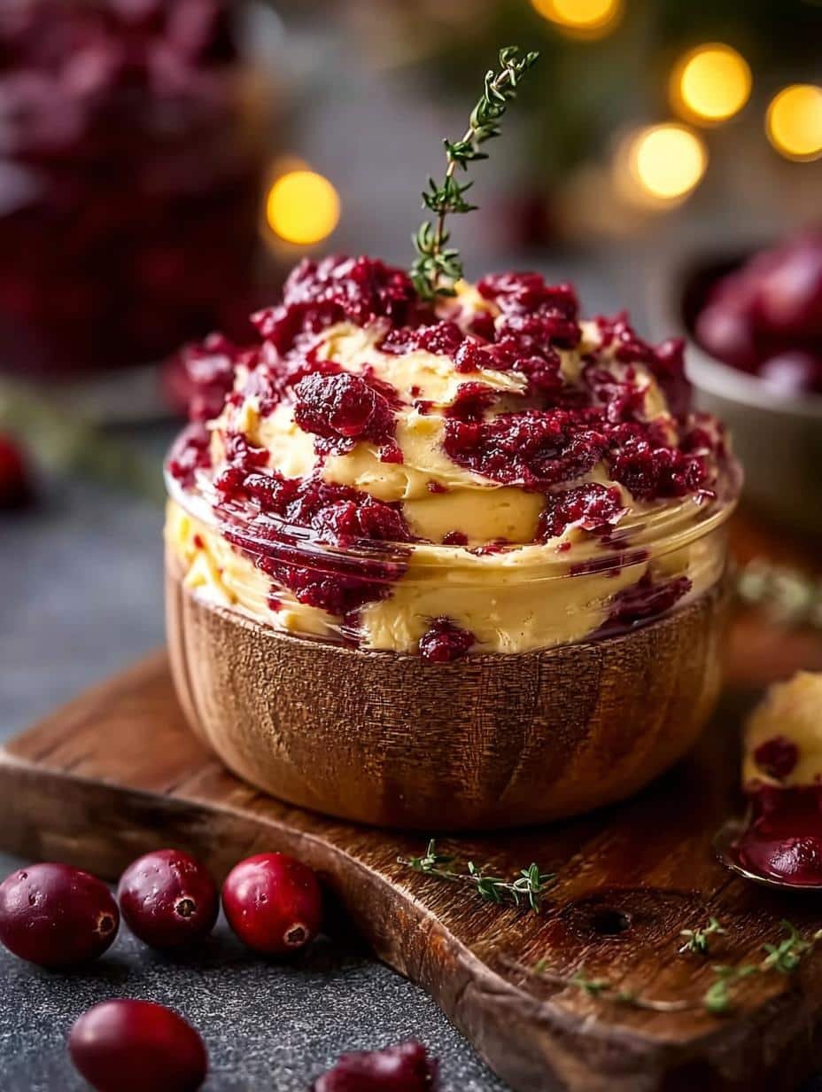 Delicious Christmas Cranberry Honey Butter in a festive bowl, perfect for holiday gatherings