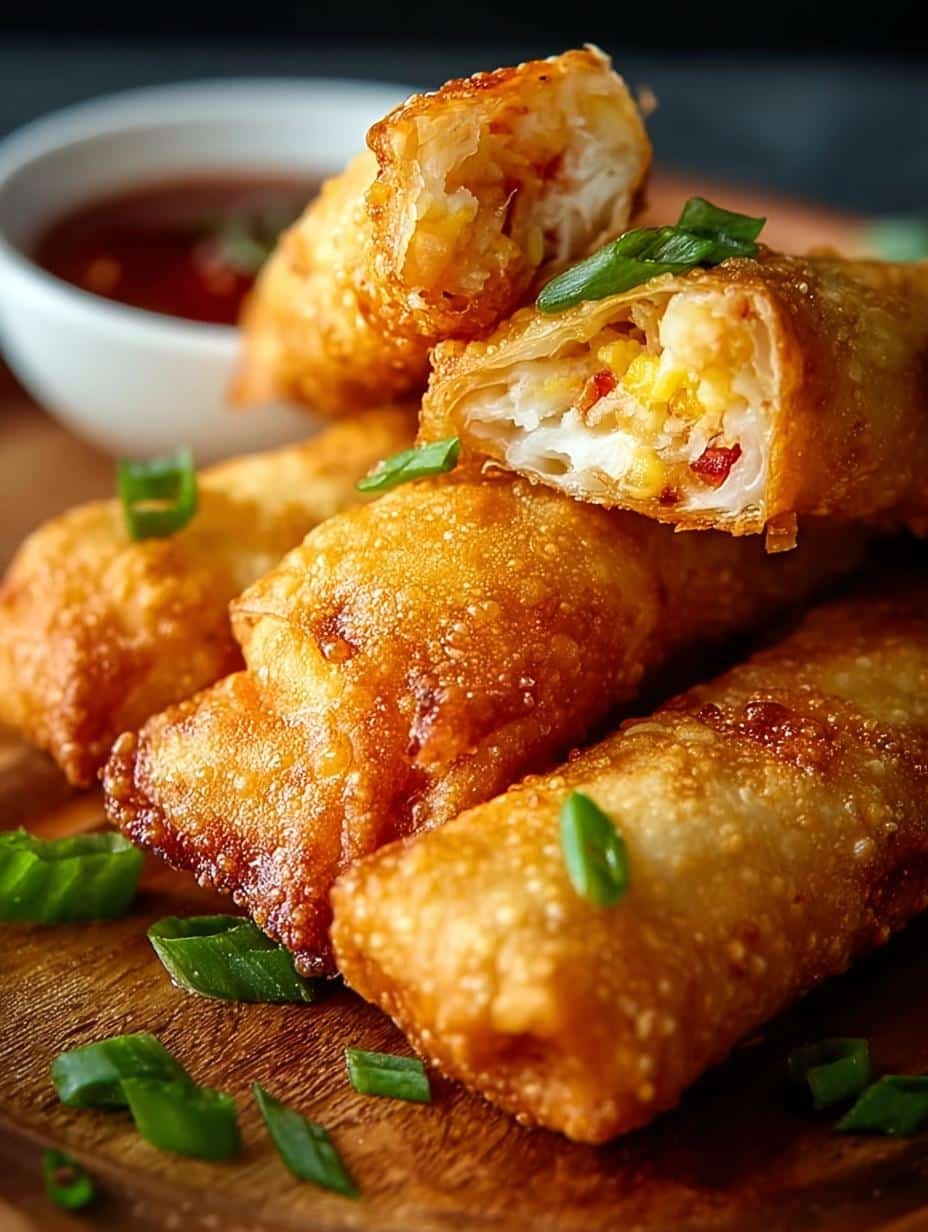 Deliciously crispy Crab Rangoon Egg Rolls with a creamy filling, perfect for an appetizer
