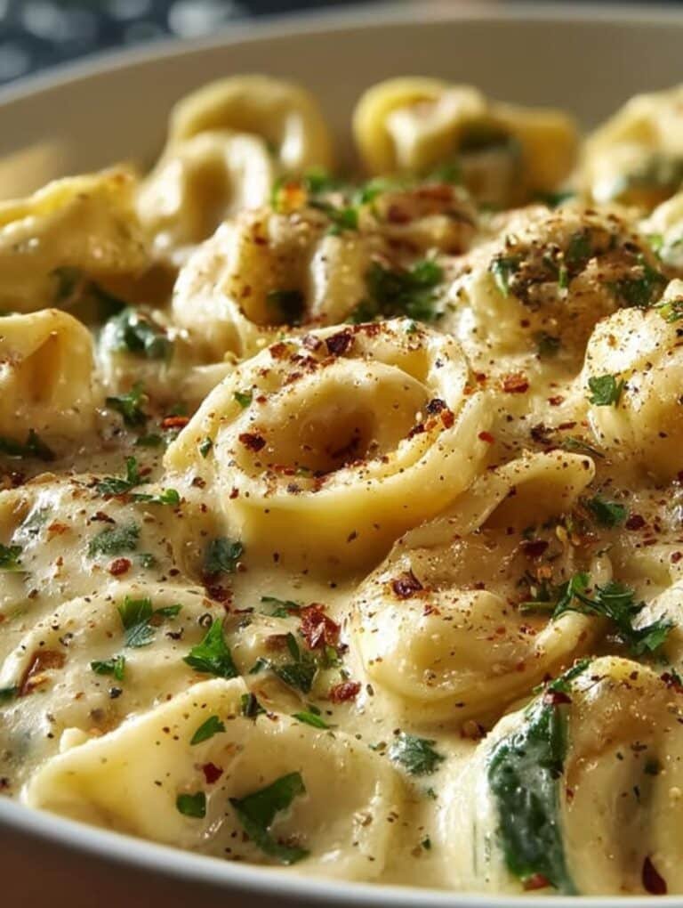 Creamy Crockpot Tortellini Alfredo