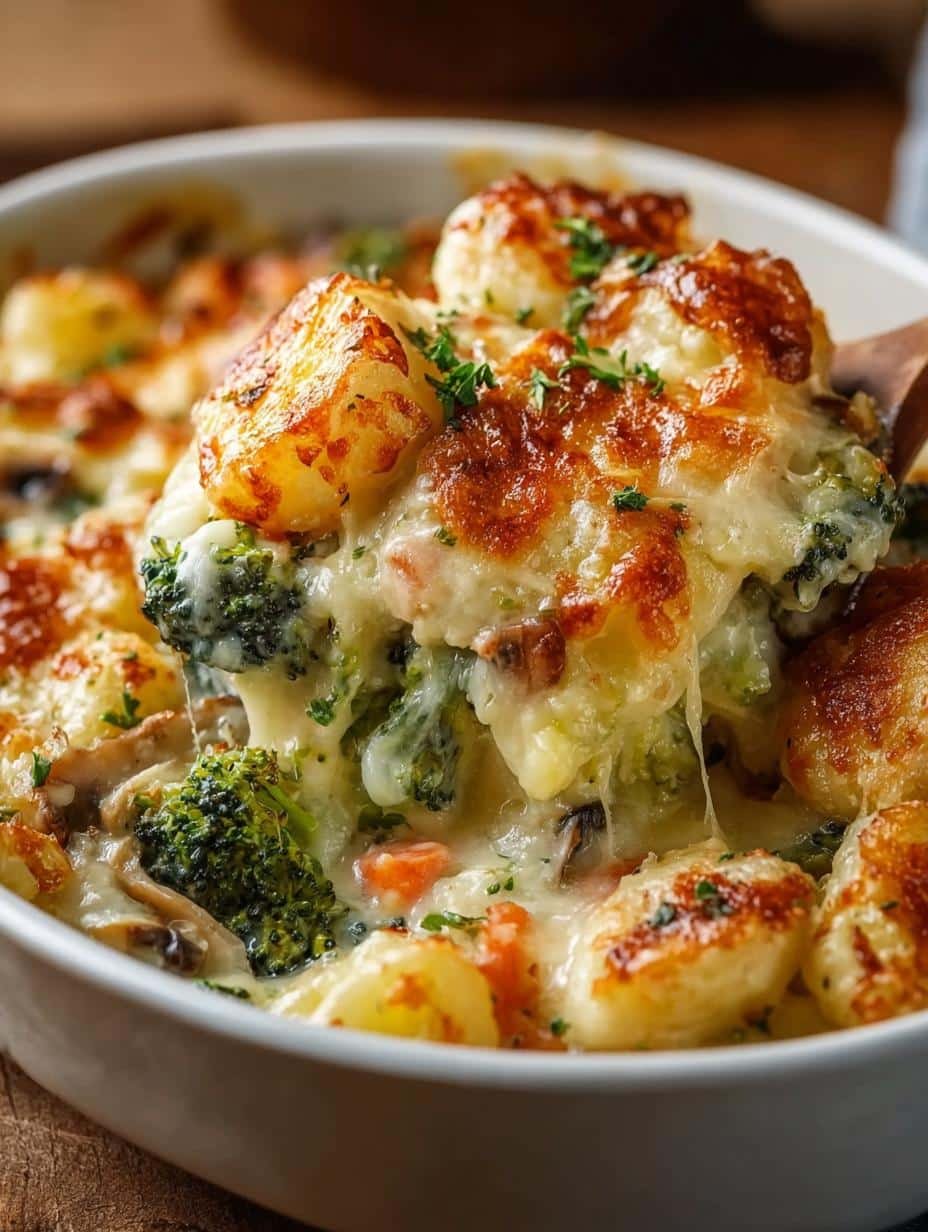 Delicious Creamy Winter Vegetable Casserole with roasted root vegetables and a rich sauce, perfect for comfort food