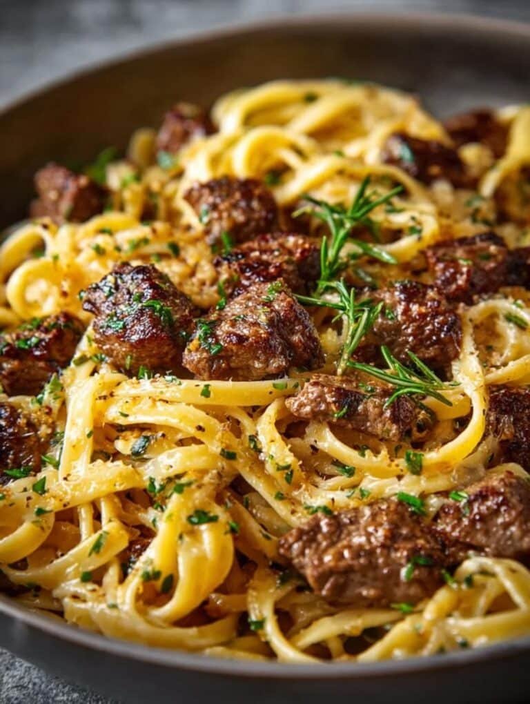 Garlic Butter Beef Pasta