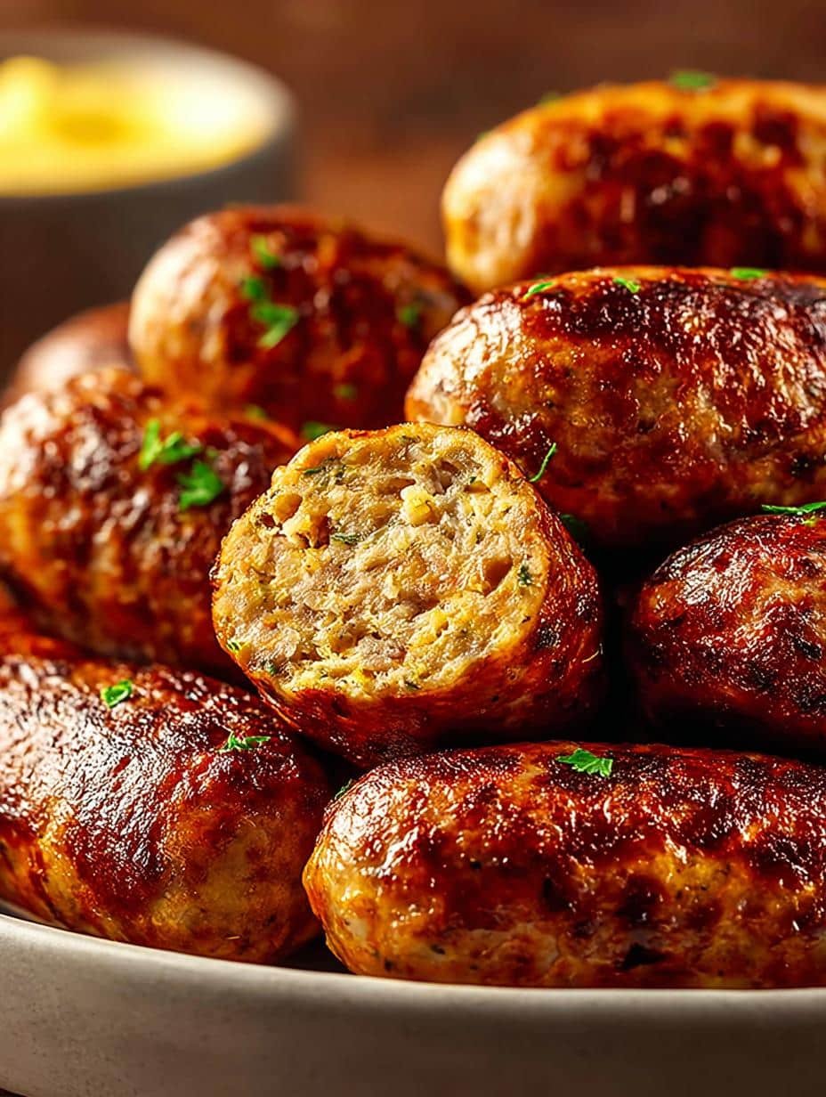 Golden Brown Baked Sausage: 5 Reasons to Love It - perfectly golden brown baked sausage balls on a baking sheet