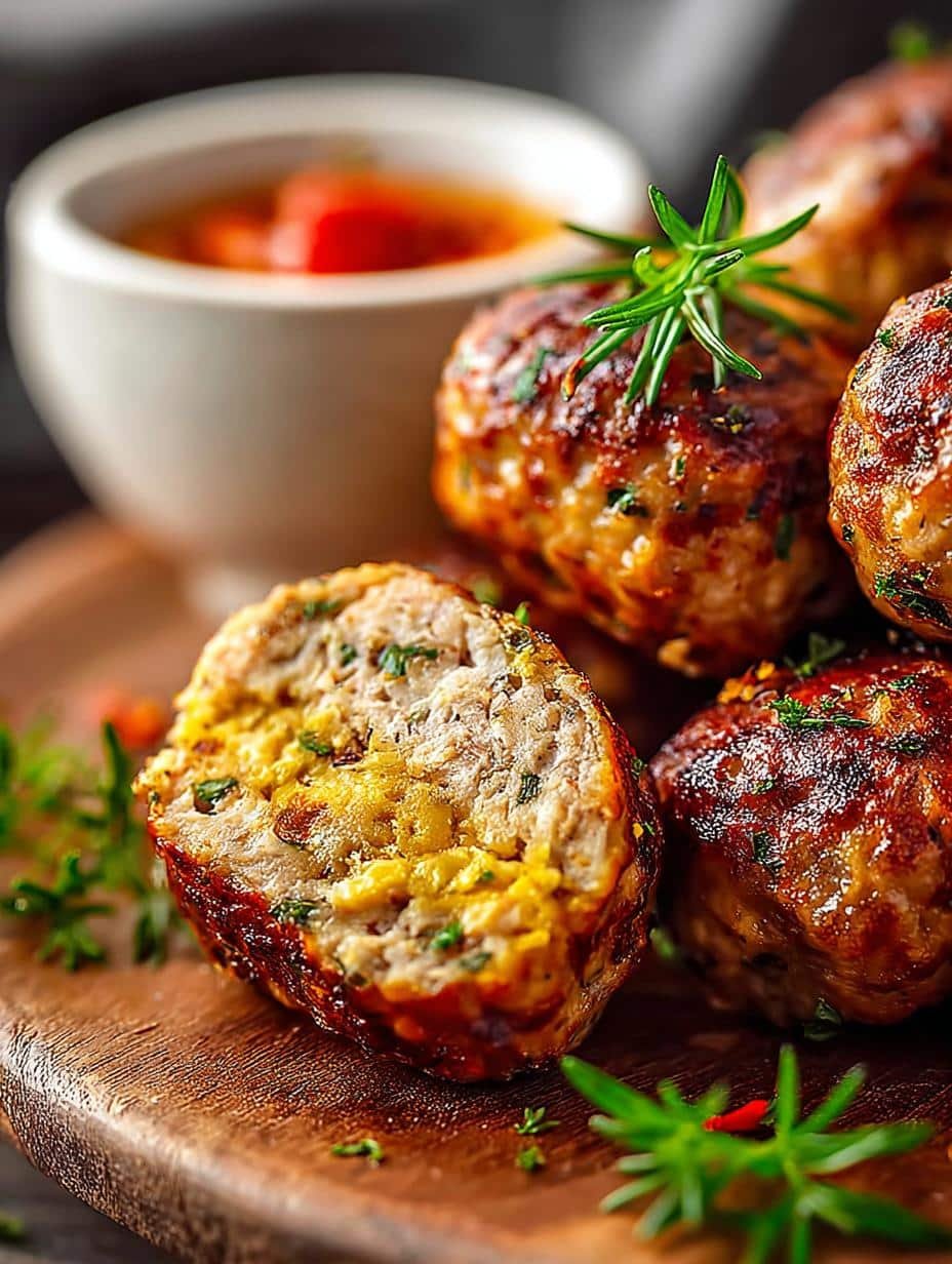 Golden Brown Baked Sausage: 5 Reasons to Love It - close-up of golden brown baked sausage balls with herbs