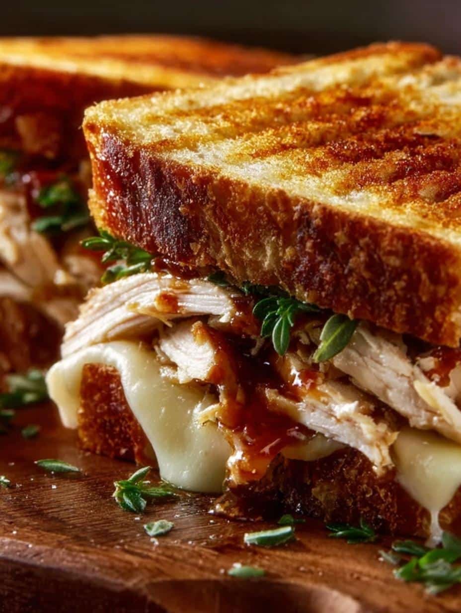 Delicious Grilled Chicken Panini Sandwich with melted cheese and fresh ingredients