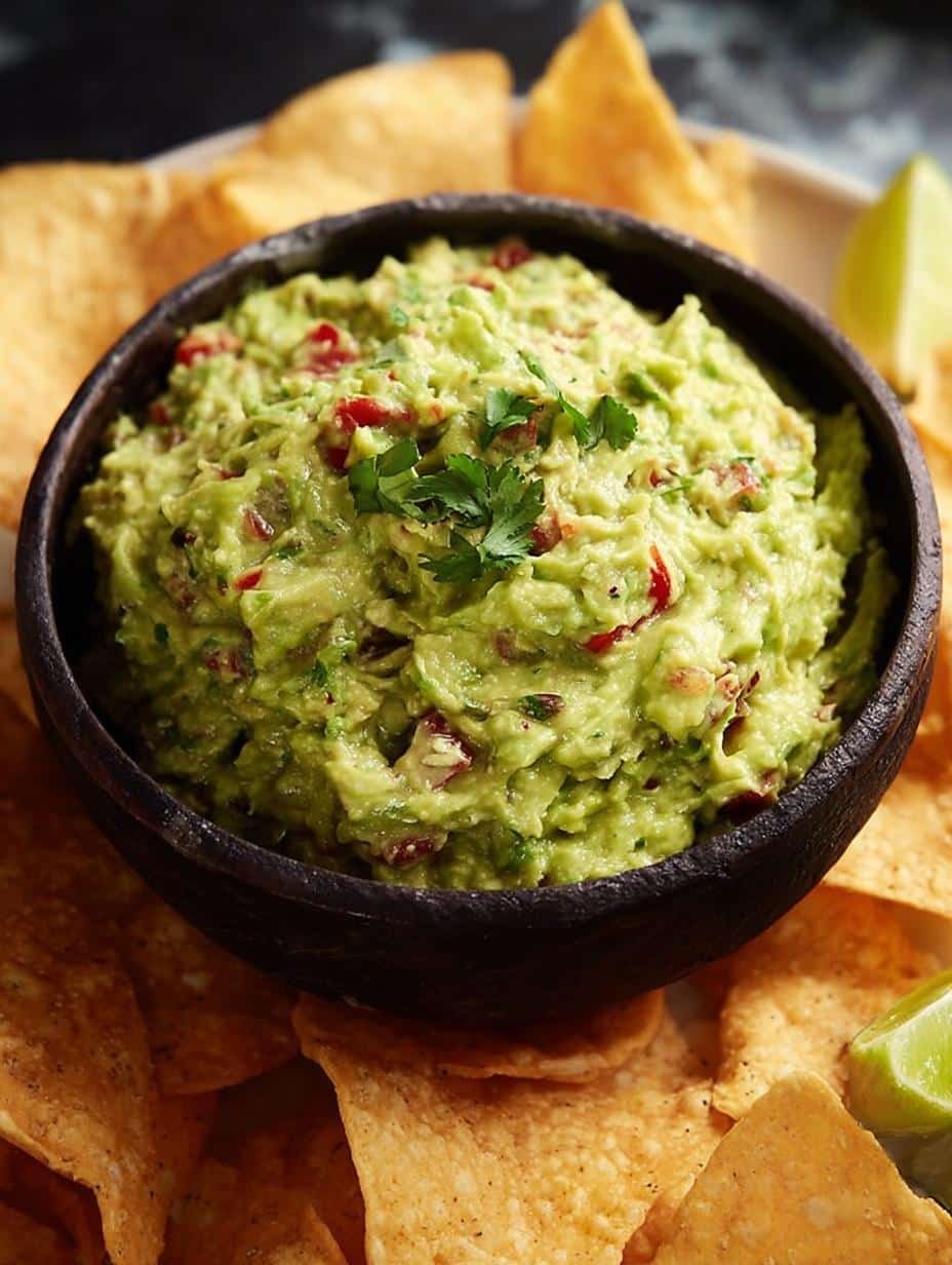 Guacamole: 5 Steps to the Best Mexican Dip Ever - Freshly made guacamole in a bowl with tortilla chips